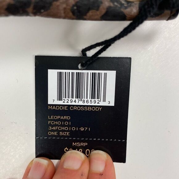 New Frye Maddie Leopard Print O-ring Brown Leather Cross Body Bag - Picture 7 of 12